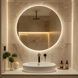 Round 800mm mirror with decorative LED lighting